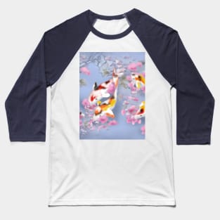 Koi carp with sakura reflections in a purple pond Baseball T-Shirt